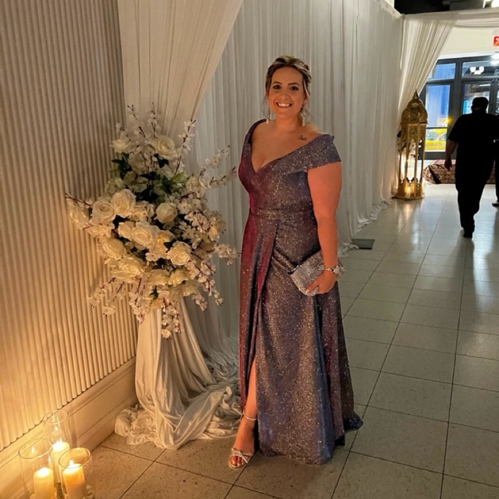 Xscape Glittering Purple Prom Dress